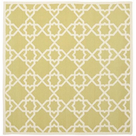 Safavieh 6 ft. x 6 ft. Square Contemporary Dhurries- Olive and Ivory- Flatweave Rug DHU548A-6SQ